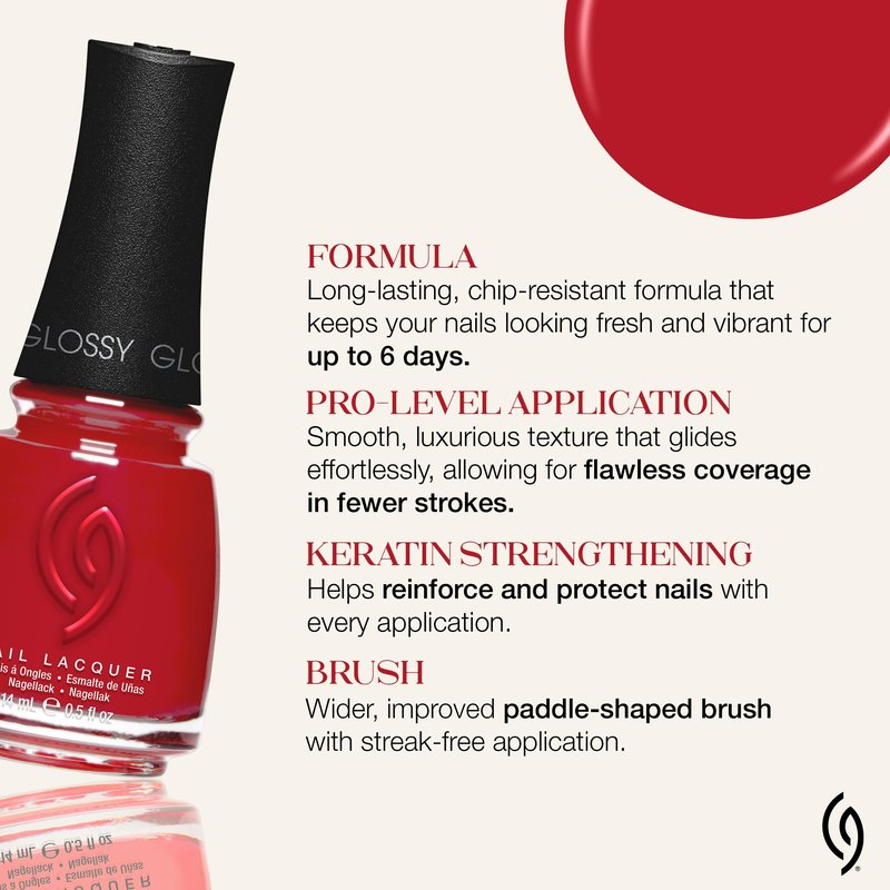 China Glaze CG Nail Lacquer Cozy Crimson – Cherry Red Nail Polish Quick Dry, Chip Resistant Glossy Finish for Salon & DIY Manicure, 0.5 fl oz