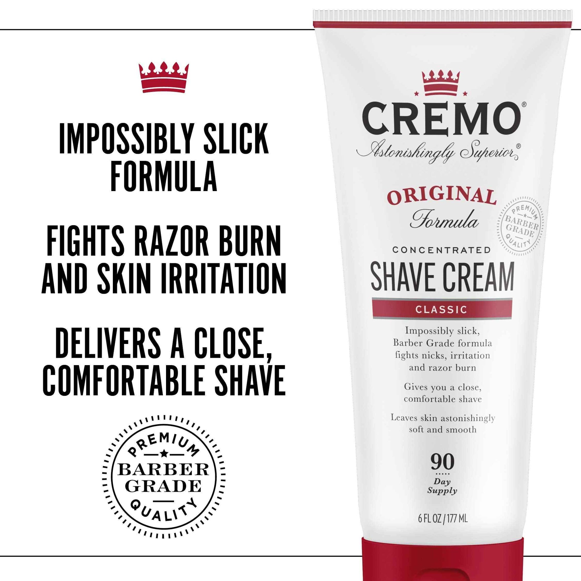 Cremo Astonishingly Superior Razor Refills, (4 Pack) & Barber Grade Original Shave Cream, Astonishingly Superior Ultra-Slick Shaving Cream for Men, Fights Nicks, Cuts and Razor Burn, 6 Fl Oz