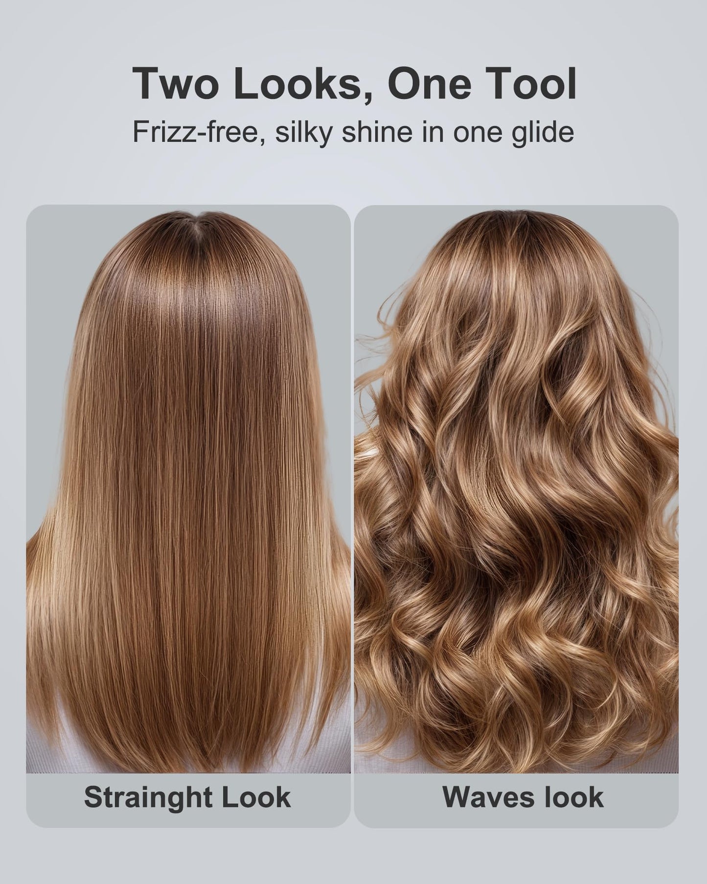 Annlary Hair Straightener, 1 Inch Flat Iron Hair Straightener and Curler 2 in 1, Professional Ceramic Ionic Dual Voltage Flat Iron with Anti-Iron Silicone for Less Frizz, Shinier & Smoother Hair