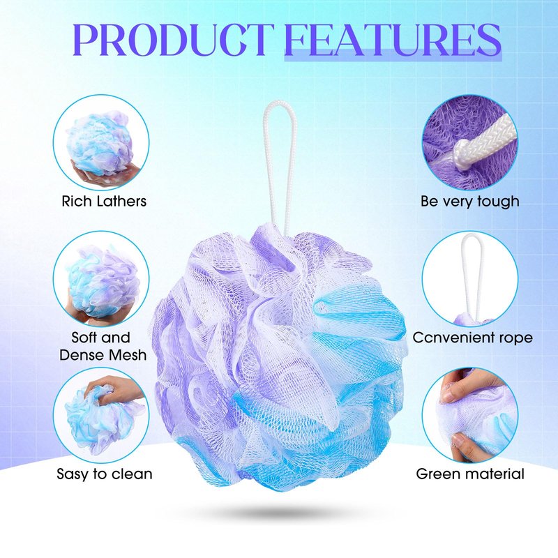 Sunnyray 100 Pcs Loofahs Bulk Bath Sponge Shower Luffas Exfoliating Body Scrubber Packs Soft Mesh Loofahs Balls Travel Cleaning Wash Puff Bathing Accessories for Women Men, 20g (Mixedcolor)