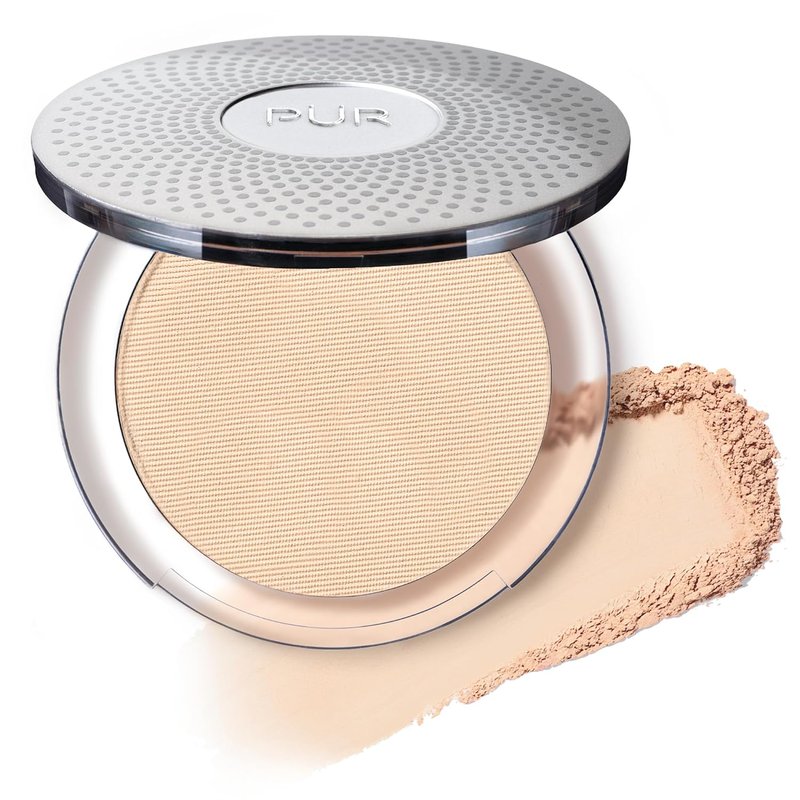 PÜR MINERALS 4-in-1 Pressed Mineral Makeup Powder Foundation - SPF 15 Compact for Buildable Medium to Full Coverage