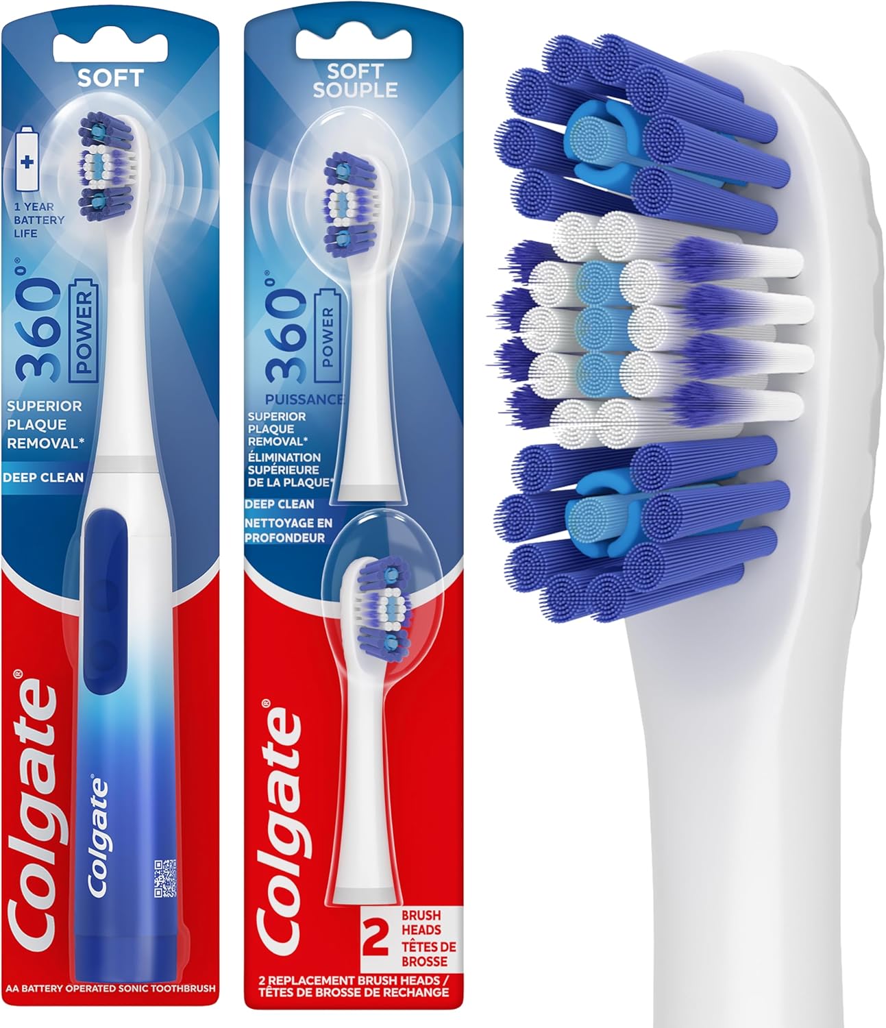 Colgate 360 Floss Tip Sonic Powered Battery Toothbrush Refill Pack - 2ct