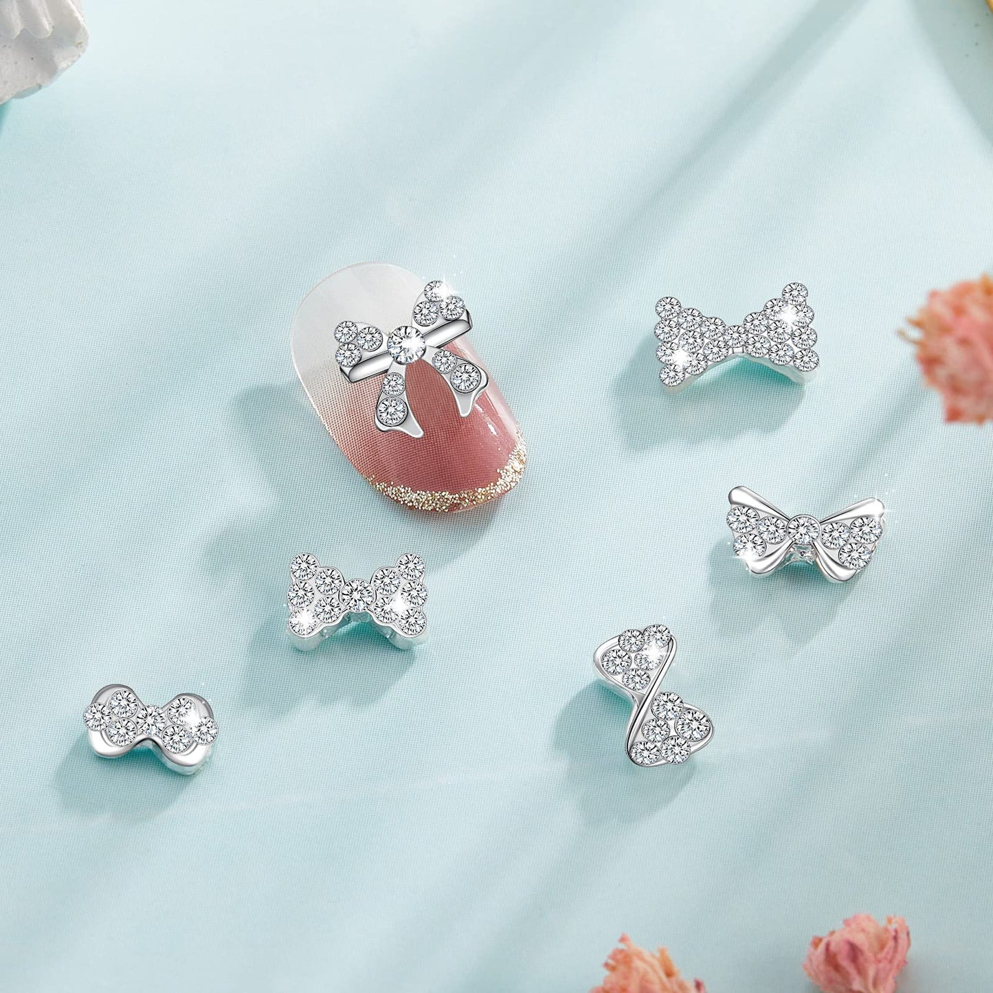 Maitys 40 Pieces 3D Bow Nail Charms Bow Nail Decals Art Decoration for Women DIY 20 Styles