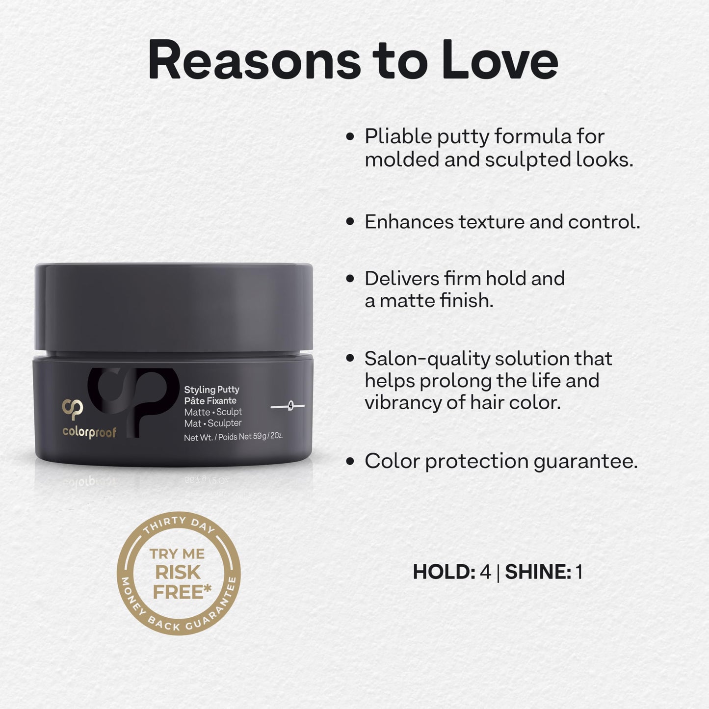 Colorproof Styling Putty 2 Fl. Oz. with Color and Heat Protection, Black Currant, Jasmine & Peach Scent, Firm Hold Hair Putty with Matte Finish