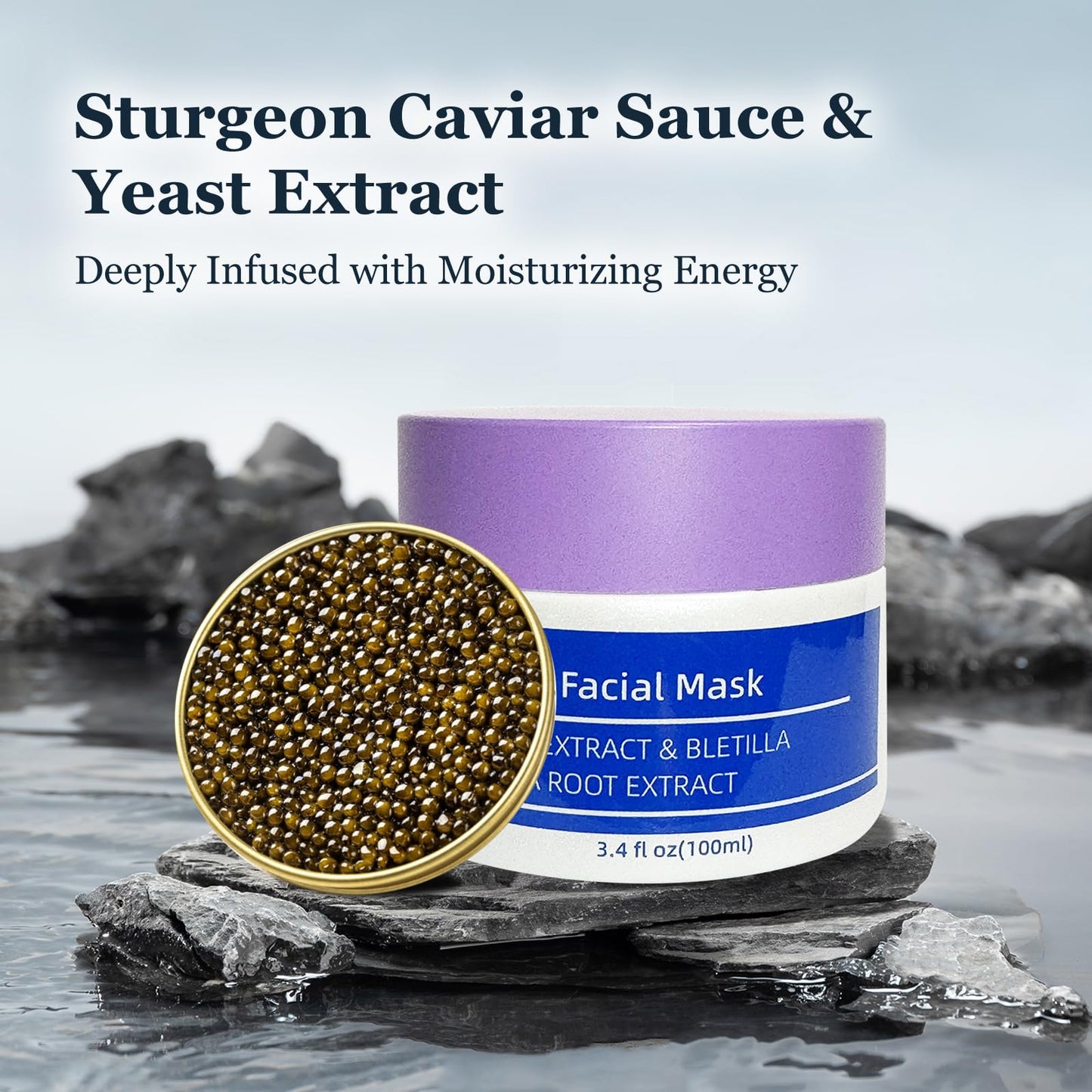 MOAGERDTD CaviarEssence Face Mask - Soothe & Replenish with Centella, Chamomile & Hyaluronic Acid. Calms Redness & Strengthens Skin Barrier for All Types (3.4 oz)