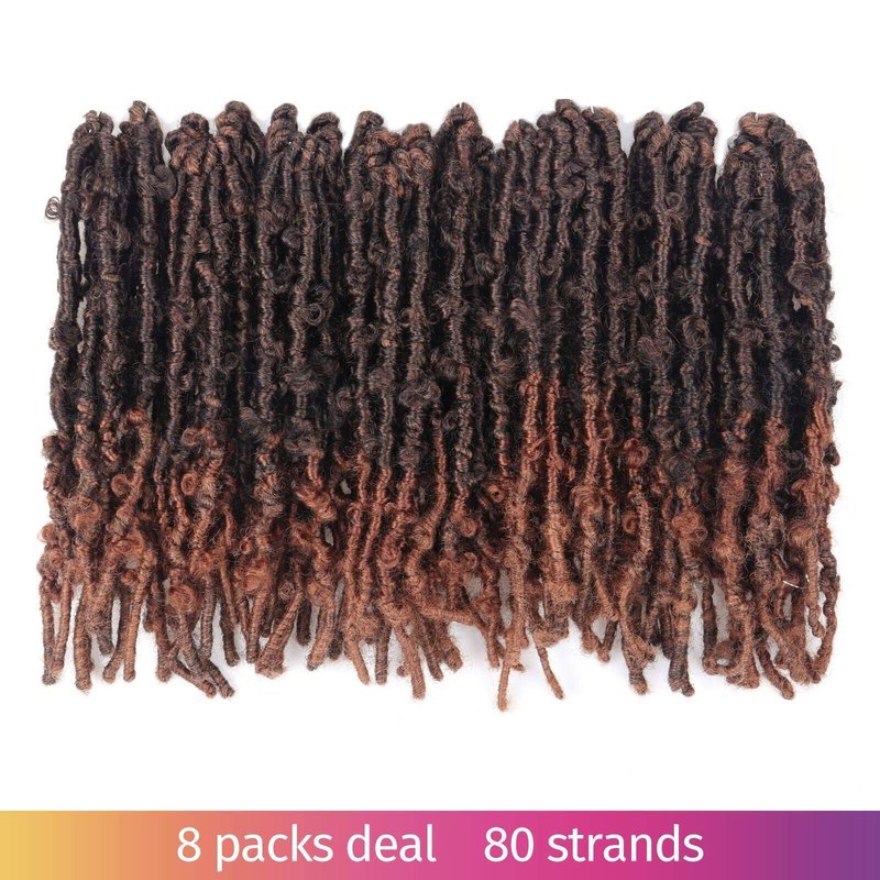 TOYOTRESS Butterfly Locs Crochet Hair - 12 inch 8 Pcs Pre-twisted Distressed Crochet Braids Pre-looped Synthetic Braiding Hair Extensions (12 Inch,T30)