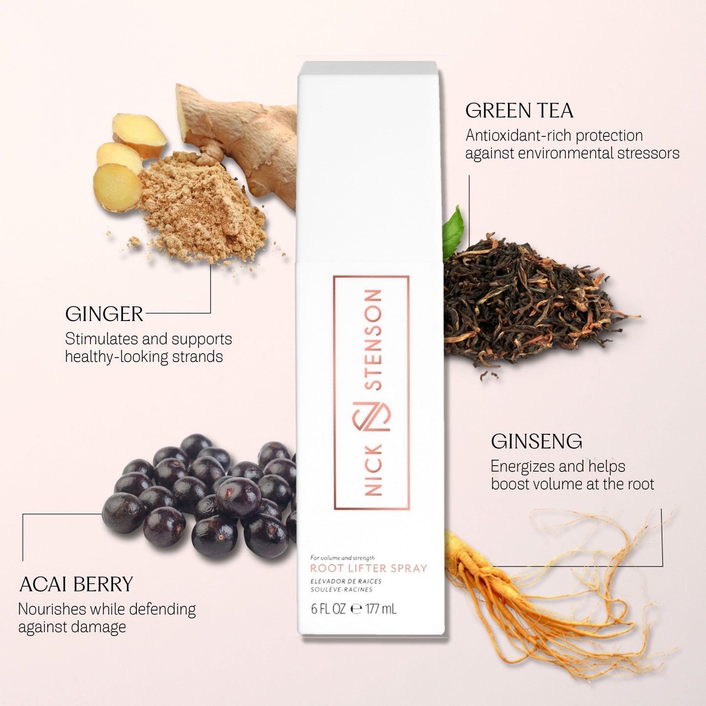 Nick Stenson Root Lifter Spray - For Fine Hair - Instantaneous Lift - Builds Body with a Soft Finish - Vegan and Colorsafe - 6 oz.