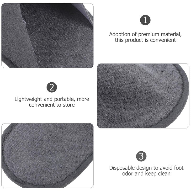 Healifty 10 Pairs Disposable Travel Slippers SPA Slippers Cotton Linen Close Toe Slipper Reusable Home Shoes for Travel Home Hotel(As shown)