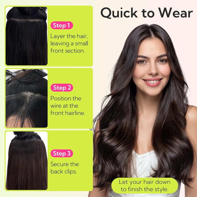 Wire Hair Extensions - 14 Inch 75g Ash Tone Light Blonde Highlights | Transparent Fish Line for Women