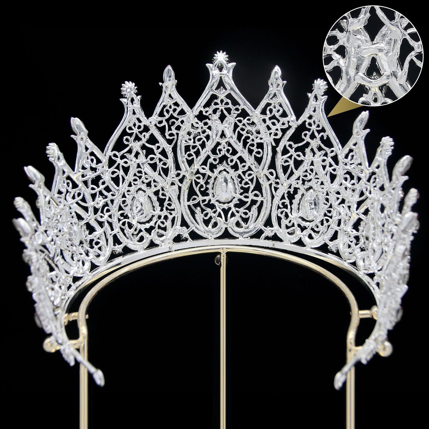 Silver Rhinestone Tiara for Women Wedding Pageant Prom Quinceanera