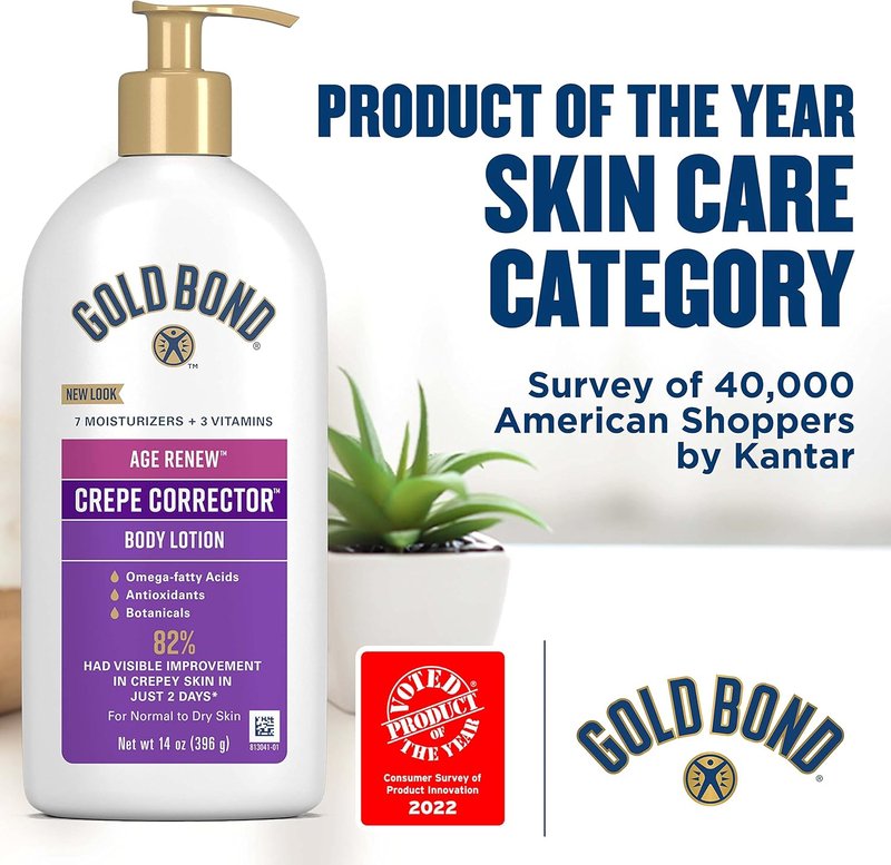 Gold Bond Age Renew Crepe Corrector Body Lotion - Smoothing Formula for Firm Skin | 14 oz & Retinol Overnight Lotion with Peptide Complex | 13 oz