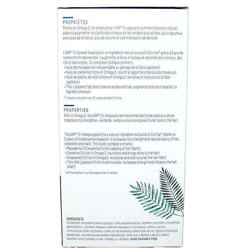 Ecrinal Hair Growth Ampoules for Men - Strengthening Treatment for Thinning Hair - 8 Pack with ANP 2+ Complex & Omega 3