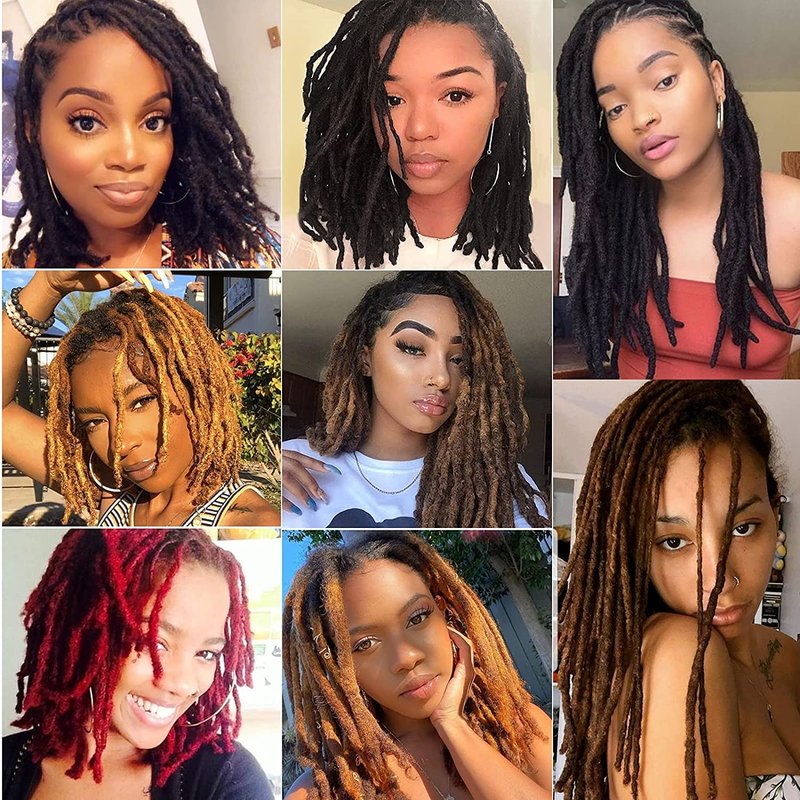 Loc Extensions Human Hair Dreadlock Extensions for Men/Women 6 inch 30 Strands 100% Natural Black Full Handmade Permanent Real Human Hair Can Be Dyed and Bleached (6Inch/30 locs，Natural Black/0.8cm)