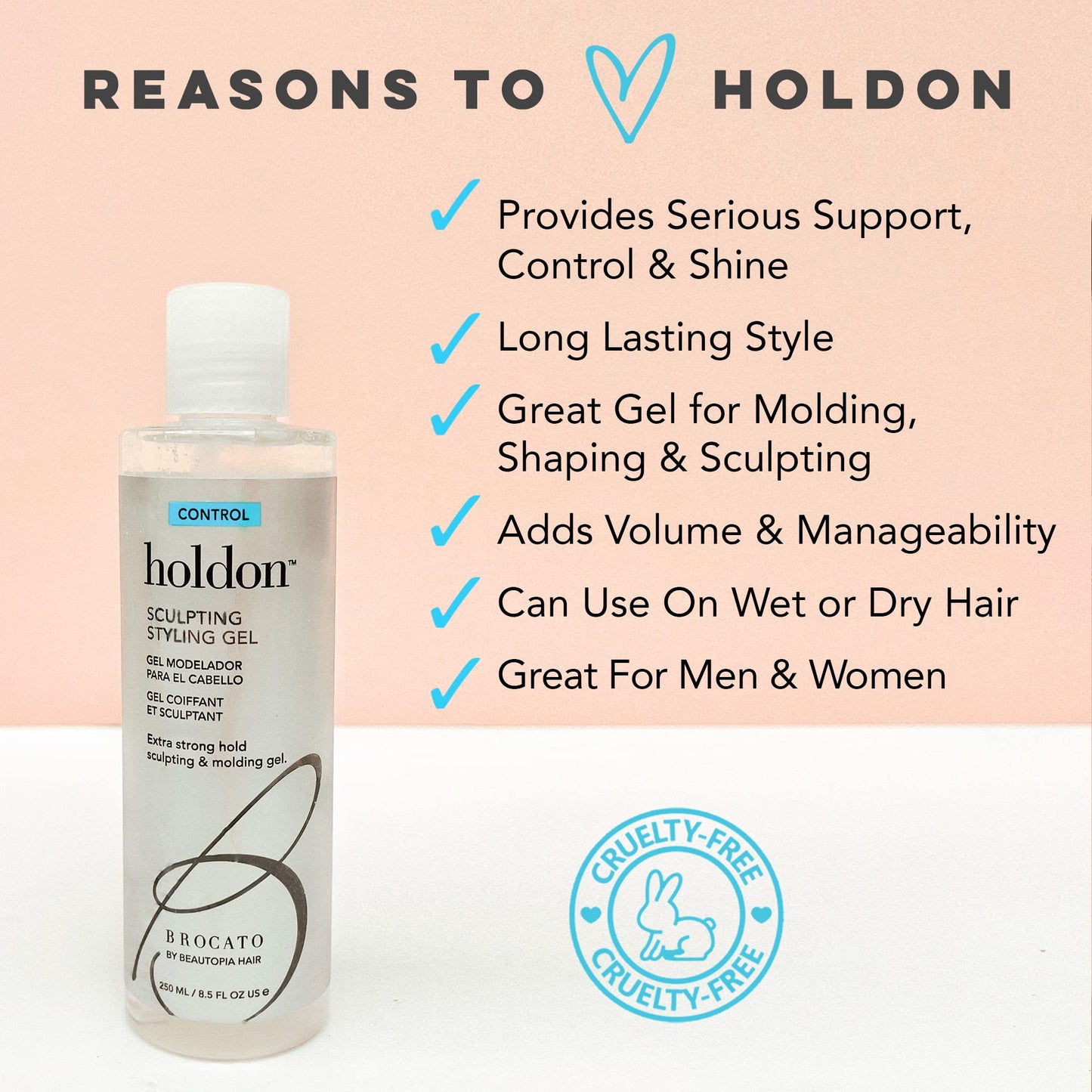 Brocato Holdon Control Sculpting Styling Gel, 8.5 Fl Oz, Extra Strong Hold