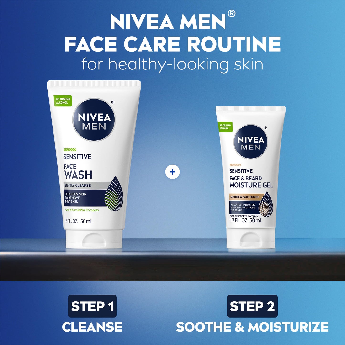 NIVEA MEN Sensitive Face and Beard Moisture Gel, Gentle Face and Beard Moisturizer for Men Instantly Hydrates Skin and Conditions Beards, 1.7 Fl Oz Tube, Pack of 3