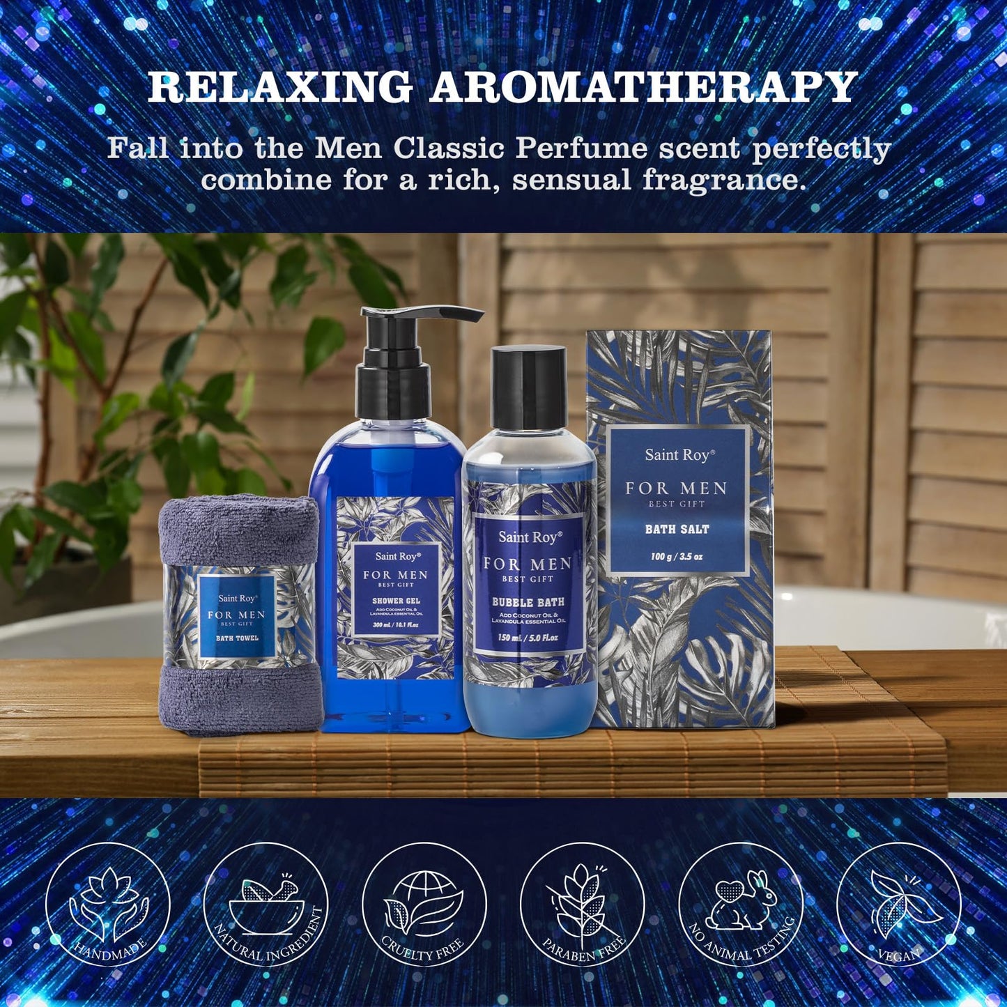 Mens Gift baskets, Birthday Gifts Spa Kit for Men Classic Perfume Bath Gift