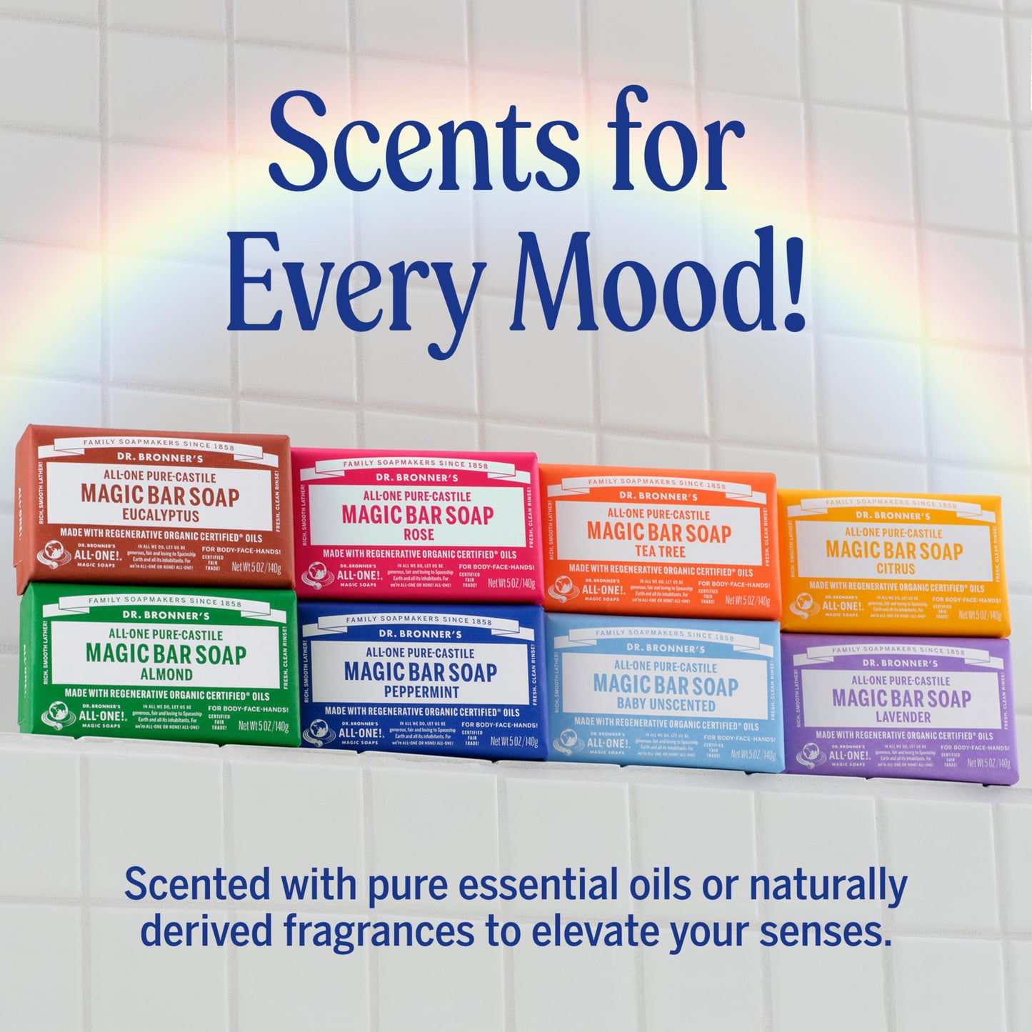 Dr. Bronner's Pure-Castile Magic Soap Bars (Eucalyptus, 5 oz, 6-Pack)- Made with Regenerative Organic Certified Oils for Face, Body & Hair - Gentle, Vegan- Bar Soaps for Men & Women