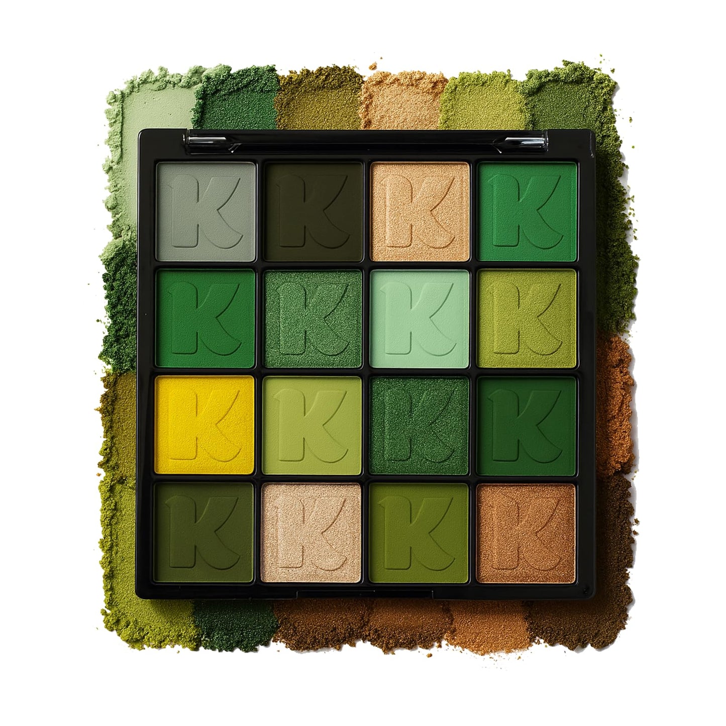 K'APEINE Green Eyeshadow Palette, Matte Glitter Eye Shadow Palette Pigmented Eye Makeup Palette 16 Colors Goth Eyeshade Kit for Rave Parties, Music Festival, Performance, Costume and Halloween