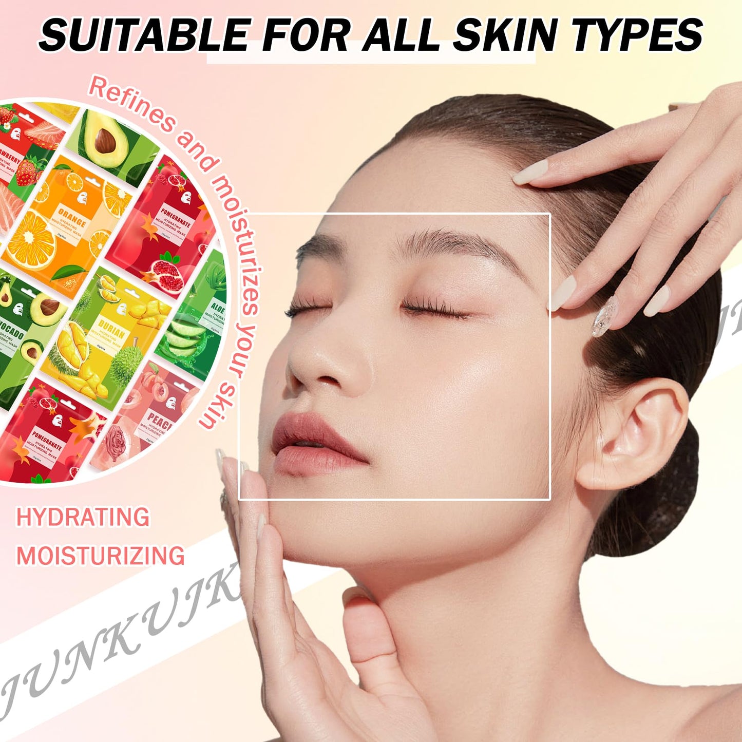 JunKuJK 10PCS Hydrating Facial Sheet Mask,Moisturizing Face Masks Skincare Gift Set,Brighten Long Lasting Face Mask Skin Care & Facial Mask Kit for All Skin Types