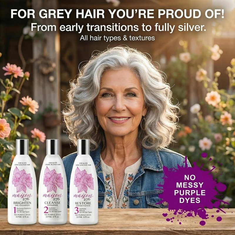 Maison 276 Silver & Blonde Hair Care Set - 3-Step Shampoo, Conditioner & Pre-Shampoo | Sulfate-Free, 24 oz Total