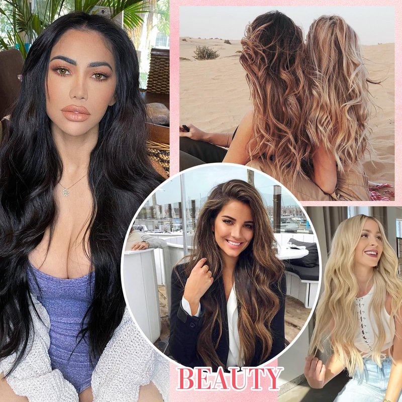 S-noilite Clip in Hair Extensions Human Hair, Ash Blonde to Bleach Blonde Balayage Remy Hair Extensions Double Weft 10 Inch Short Black Human Hair Extensions Clip ins for Women 110g 8pcs(#18P613)