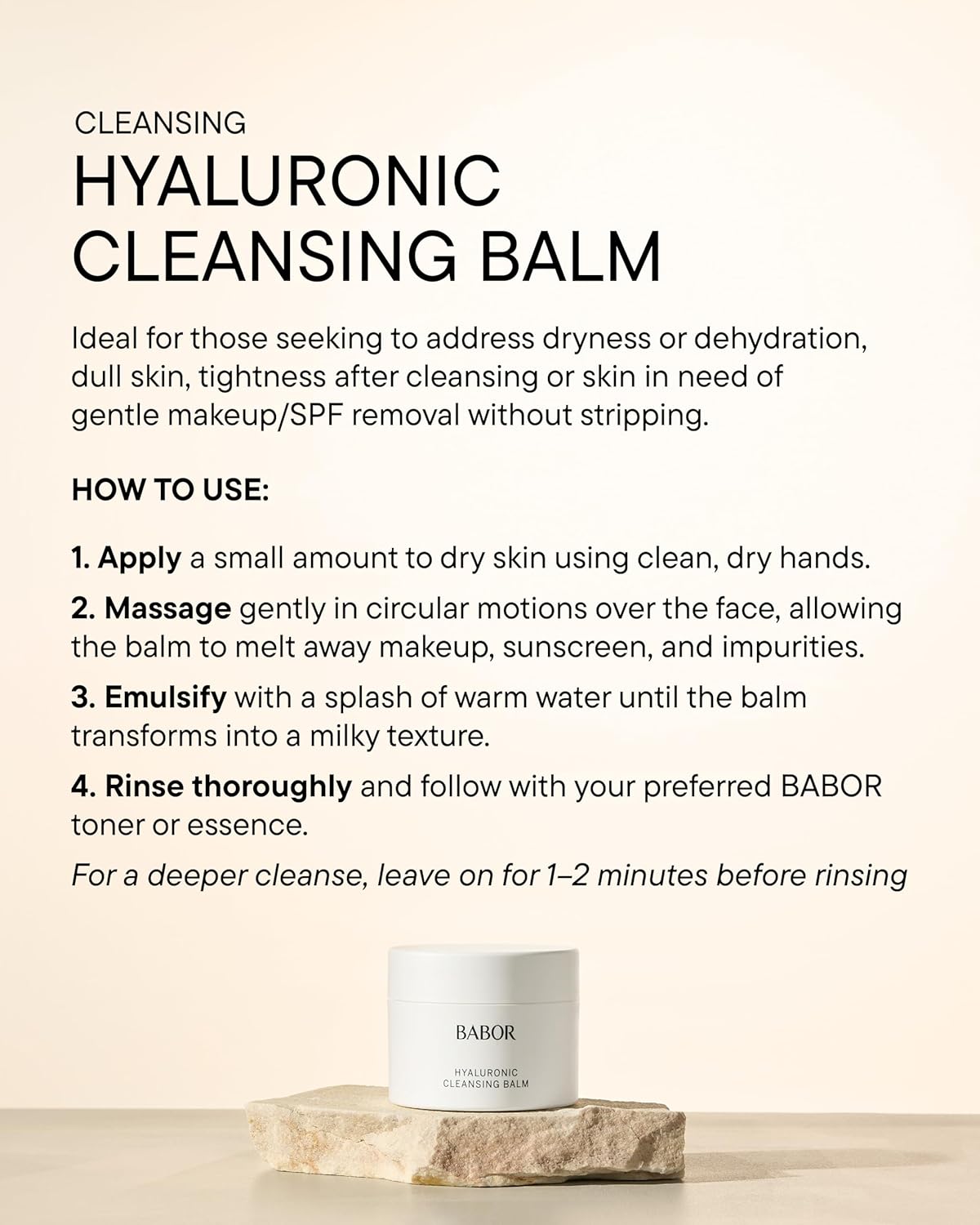 Hyaluronic Cleansing Balm to Oil - Gentle Face Cleanser for Demanding Skin | Hydrating 150 ml