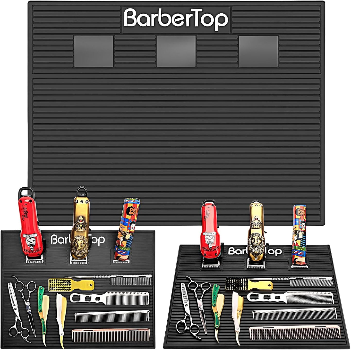 Magnetic Barber Organizer Mat - Anti-Slip Tool Holder with 3 Slots | Ideal for Barbershop & Salon Use