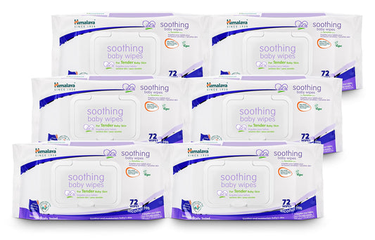 Himalaya Soothing Baby Calming Wipes for Soft, Clean, and Sensitive Skin, 72 wipes, 6 pack (432 Count)