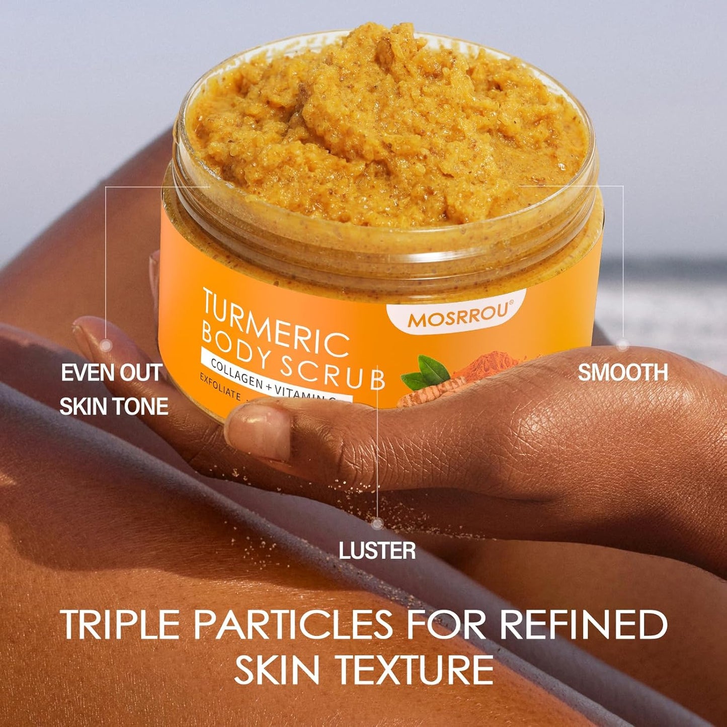 Turmeric Body Scrub - Exfoliating Vitamin C & Collagen Formula | Natural Dead Skin Remover for Smooth Skin