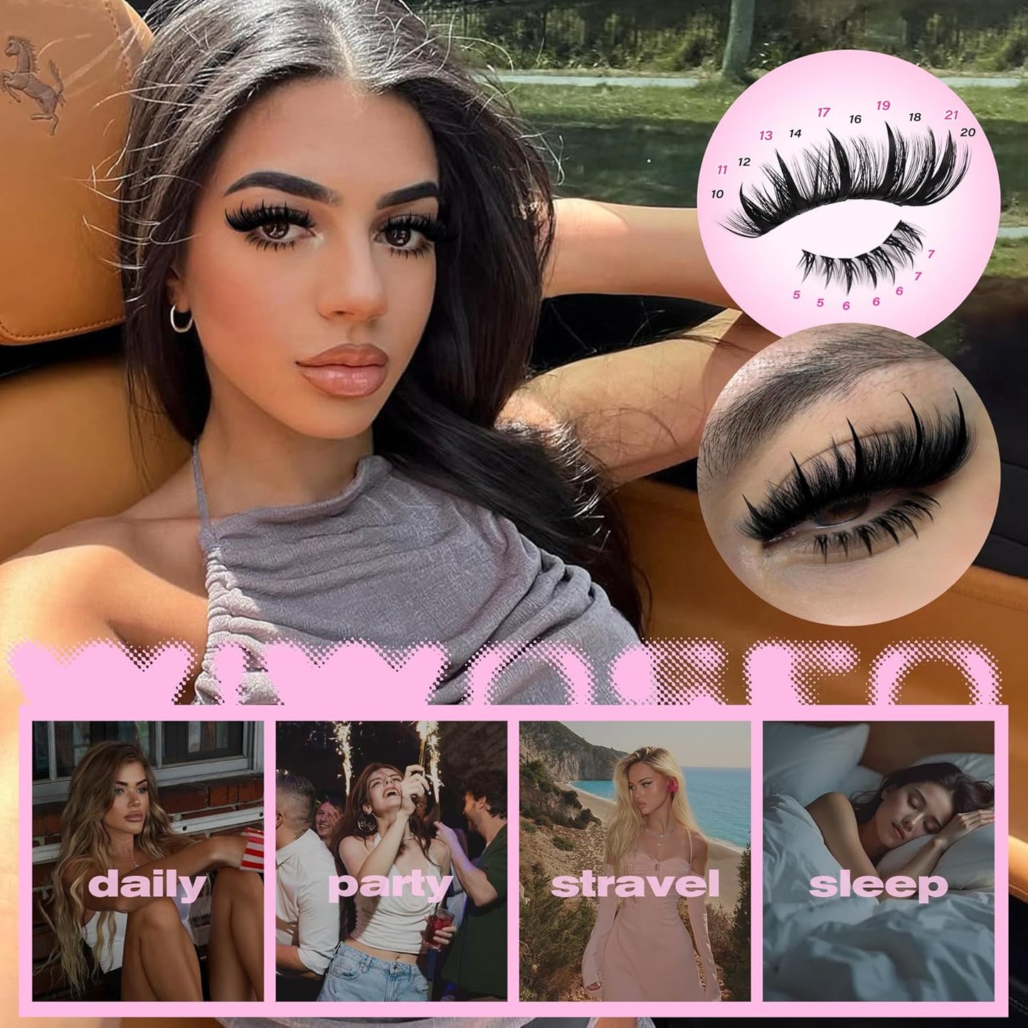 Bottom Lash Clusters Kit - Mega Volume Spiky Eyelash Extensions with Clear Bond & Seal | Fairy Style