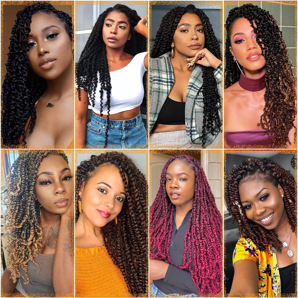 Nice One Pre-Twisted Passion Twist Hair 18 Inch, 112 Strands Long Passion Twist Crochet Hair for Women 8 Packs Pre-Looped Passion Twists Braiding Synthetic Hair Extensions (18 Inch (Pack of 8), T30)