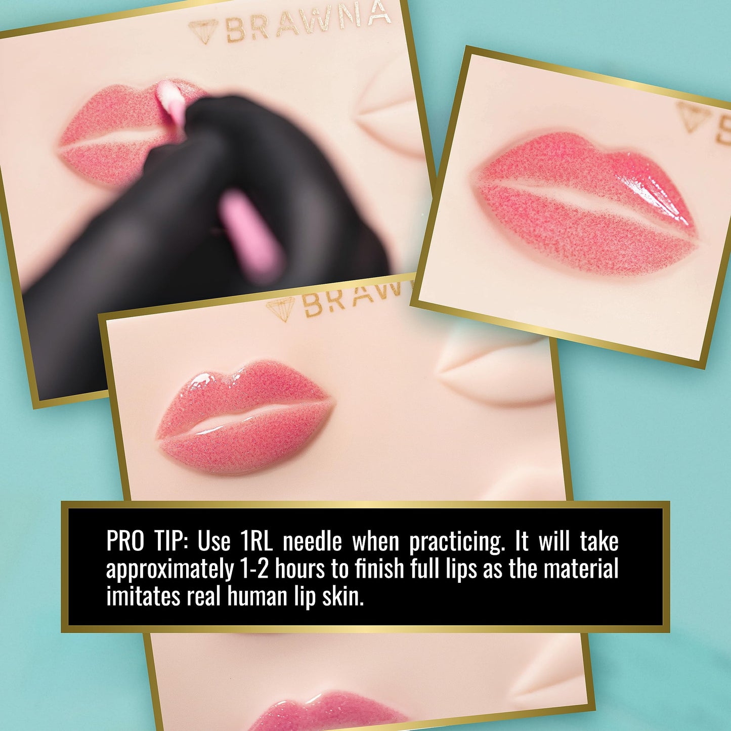 BRAWNA [ 3 Pack ] 3D Lip PMU Practice Skin - Soft Silicone Lip Blush Practice Skin with Human Skin - Like Texture - 10 Lip Shapes - Lip Tattoo Practice Skin – PMU Supplies