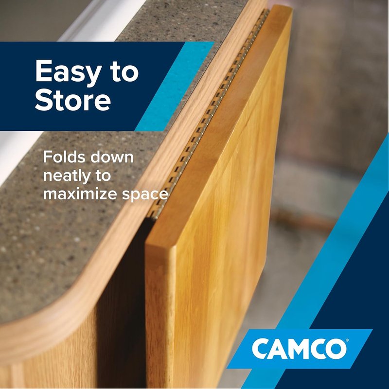 Camco Oak Accent RV Countertop Extension - Non-Toxic Gloss Finish | 12” x 13.5” x .75”