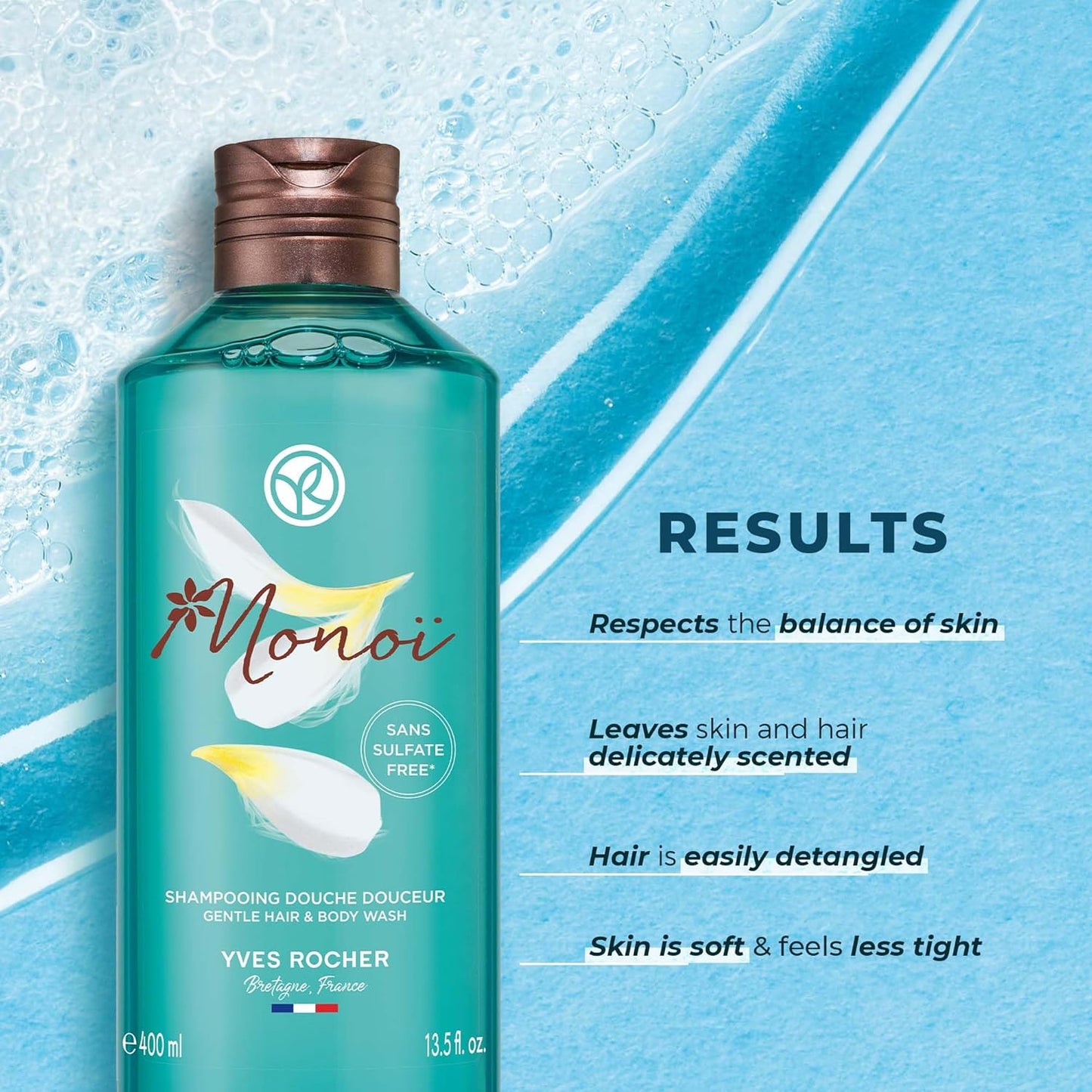 Yves Rocher Monoï Hair and Body Wash - 2 in 1 Gentle Cleanser | 13.5 fl oz