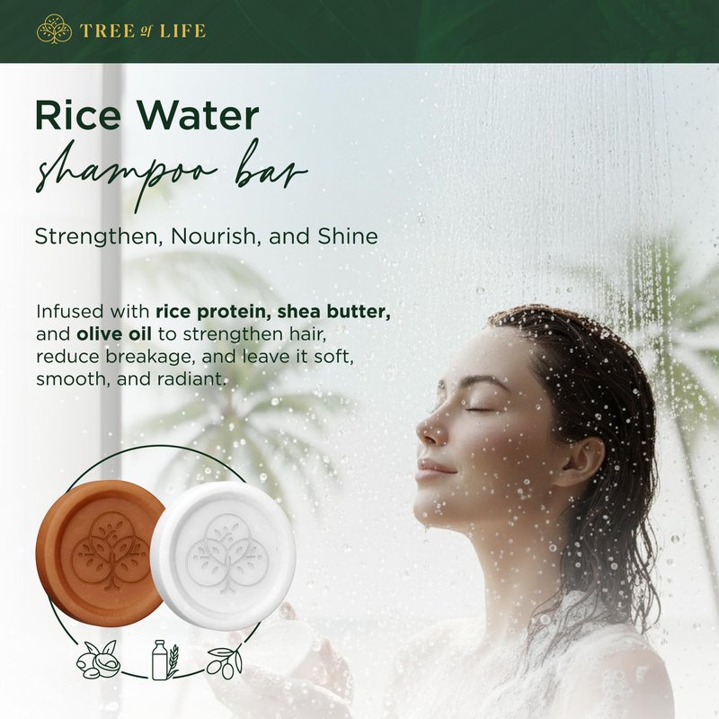 Tree of Life Rice Water Shampoo Bar and Conditioner Bar Set - Sulfate Free Hair Care That Strengthens, Repairs, and Delivers Frizz Control with Silky Shine