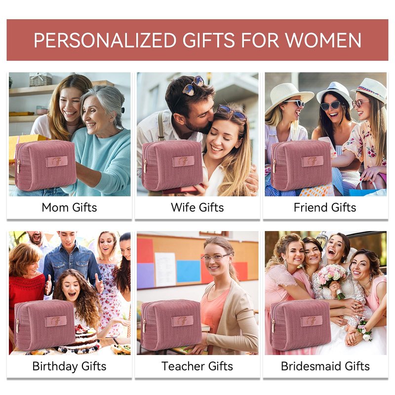 A-Z Monogrammed Gifts with Diamonds for Women Practica,Birthday Gifts for Women Mom,Wedding Favors,Custom Makeup Baglarge Cosmetic Bags,Travel Toiletry Bag Essentials,Personalised Bridesmaid(Pink K)