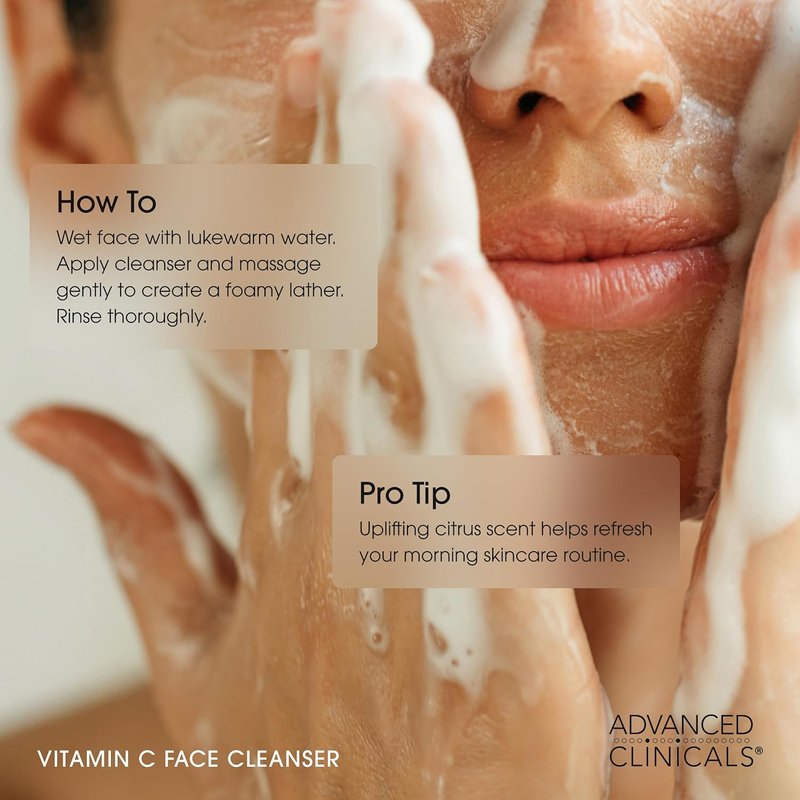 Exfoliating Glycolic Acid & Salicylic Acid Face Wash Set | Hydrating Vitamin C Cleanser for Men & Women - 2PC Skin Care Set