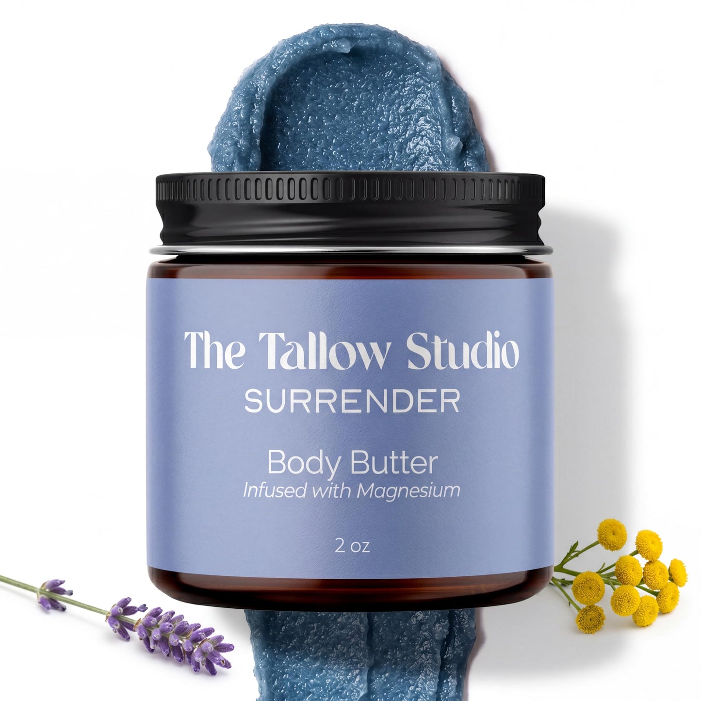 Deep Sleep Magnesium Tallow Balm (Lavender & Blue Tansy) - 350mg Magnesium - 100% Grass-Fed & Organic - for Sore Muscles, Relaxation, Eczema, Kids, Dry Skin - 4oz