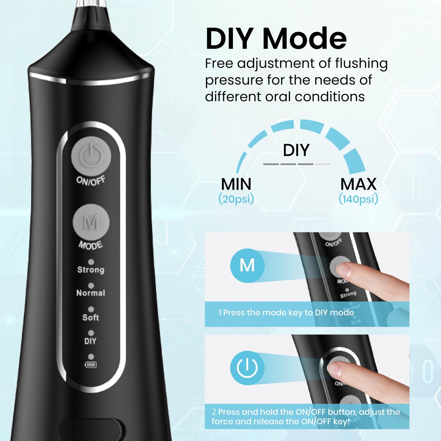FUHADIFY Cordless Water Flosser with 4 Modes - Portable & Rechargeable Water Flossers for Teeth Cleaning, Gum Care, Braces - 300 ML, IPX7 Waterproof Electric Flosser Oral irrigator for Home Travel Use