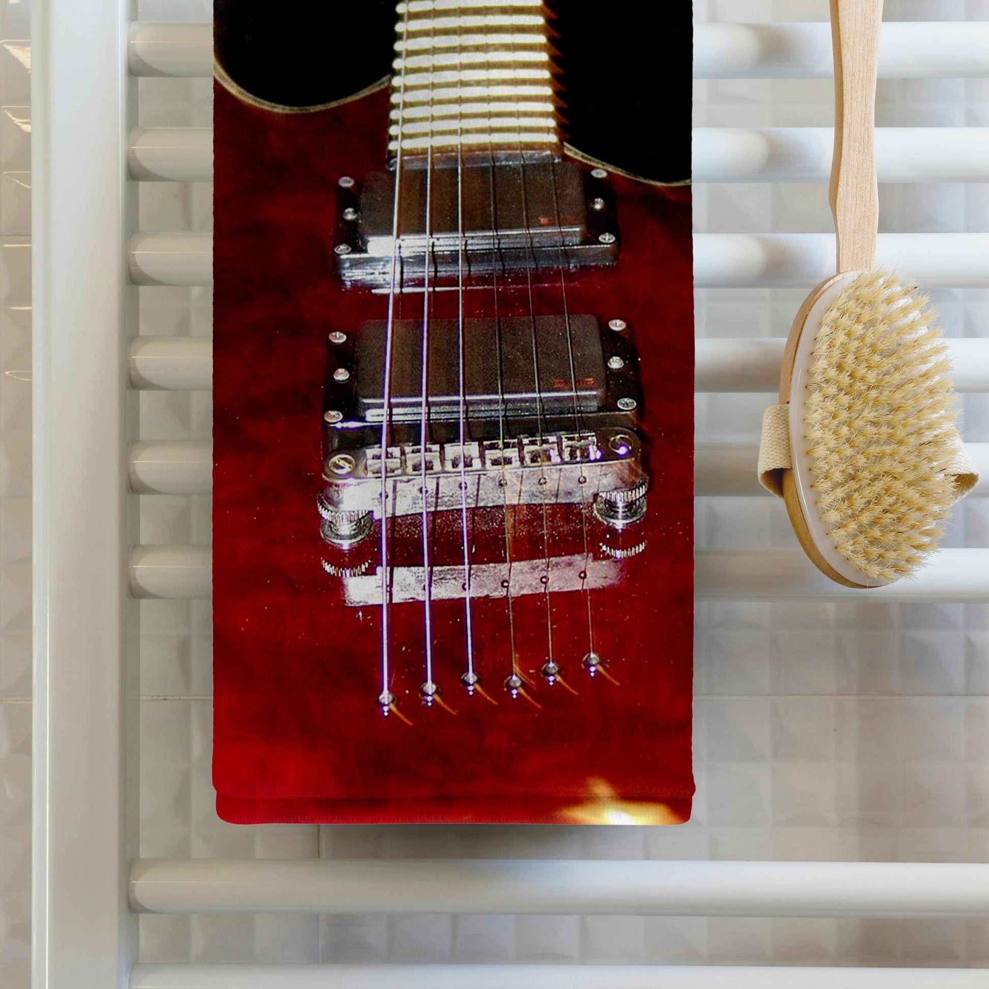 3D Rose Up- Close Red Guitar TWL_35380_1 Towel, 15" x 22"