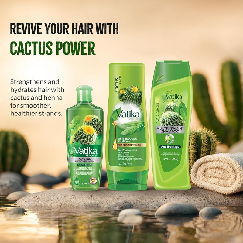 Cactus Shampoo, Conditioner & Hair Oil Combo - Strengthens Weak Hair, Reduces Breakage | 400ml