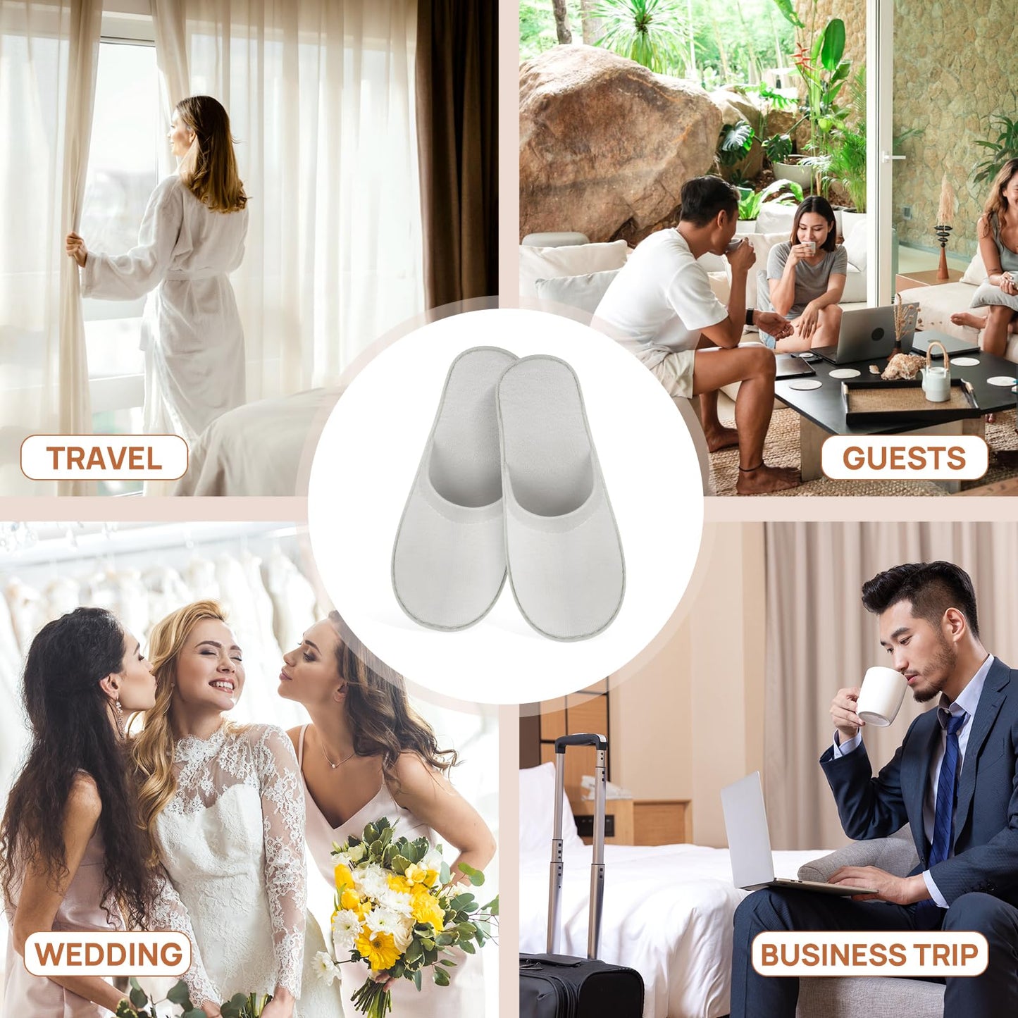 OBMMIRAO 44 Pairs Disposable Slippers for Guests, 3 Colors, Closed Toe