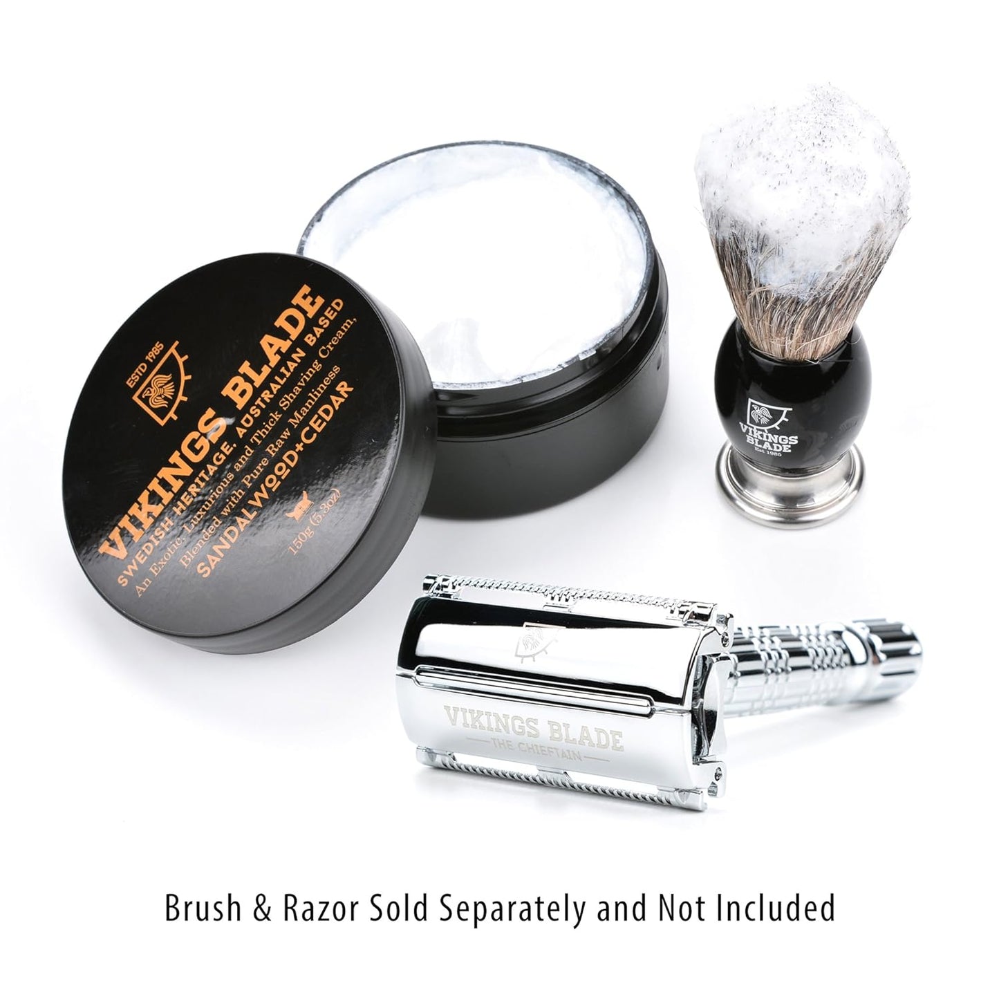 VIKINGS BLADE Luxury Shaving Cream - Sandalwood & Cedar | Silky Smooth Foaming Formula for a Refreshing Shave