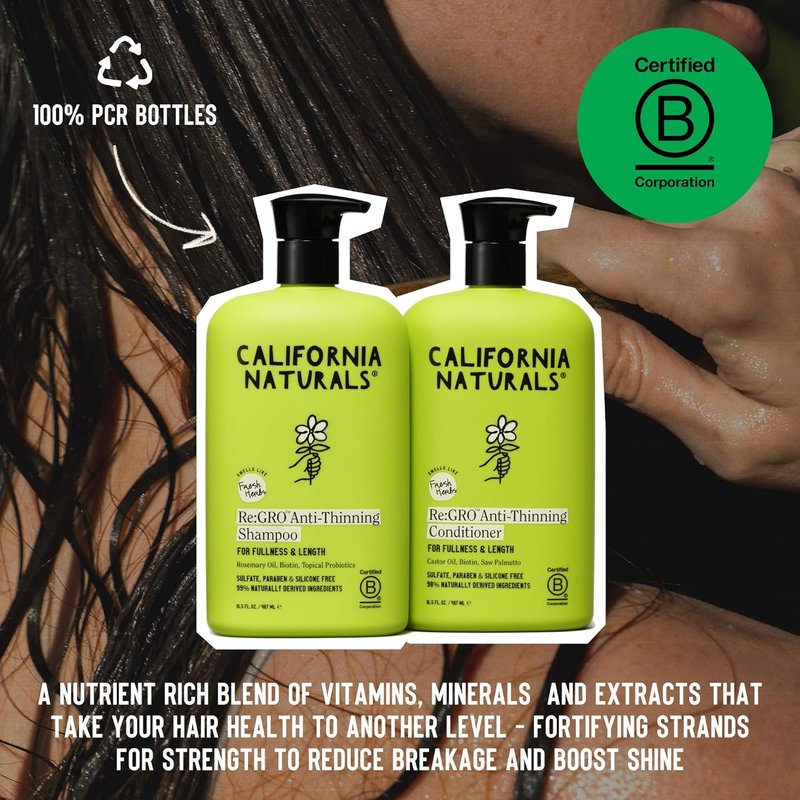 Re:GRO Anti-Thinning Shampoo & Conditioner Set - Biotin & Caffeine for Hair Loss Support | 20 fl oz
