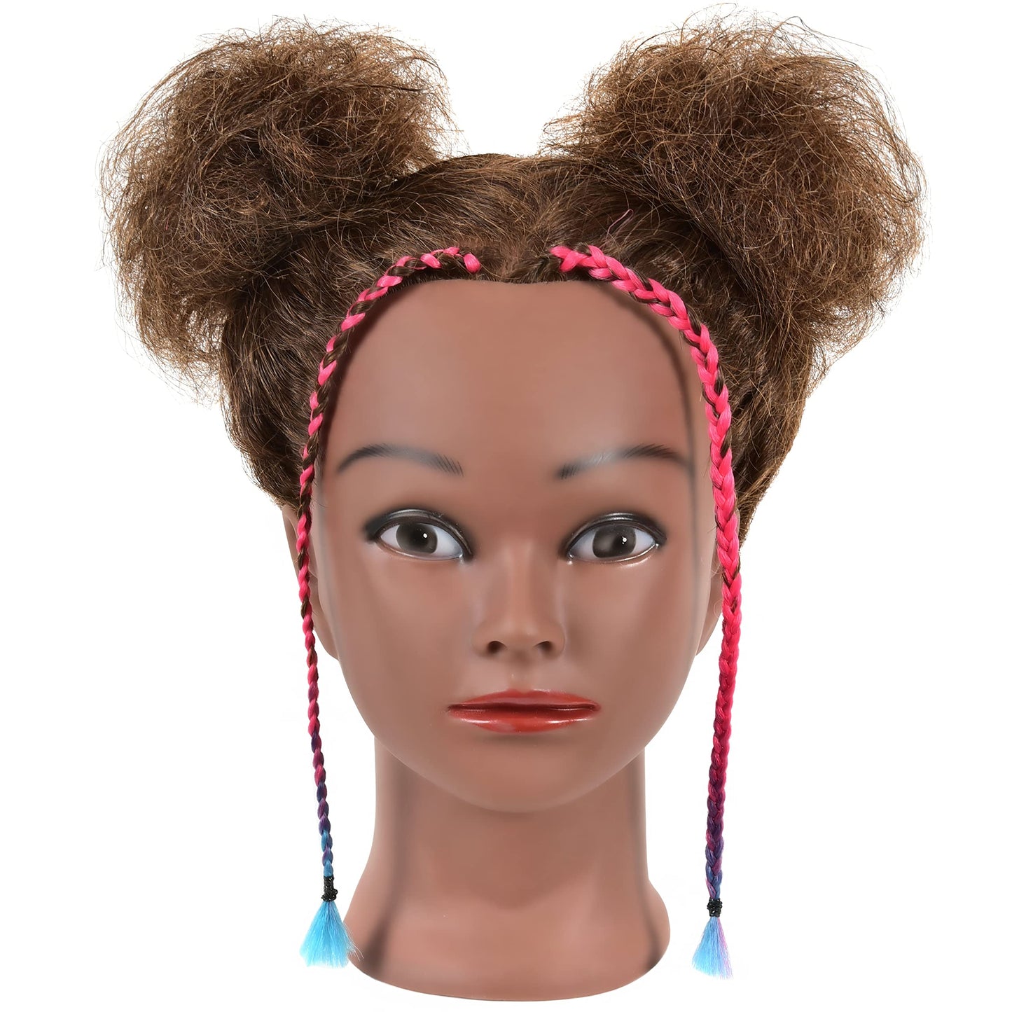 QACIEH Afro Kinky Curly Real 100% Human Hair Mannequin Head with Stand for Hairdresser Practice Cosmetology Manikin Doll Training Head Braiding Styling Cutting Updos