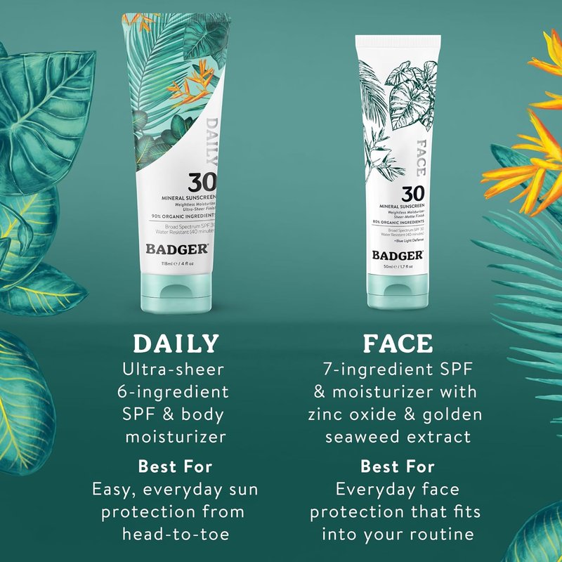 Zinc Oxide Face Sunscreen SPF 30 - Lightweight Mineral Formula | Matte Finish, No White Cast, Vegan, 1.7 fl oz