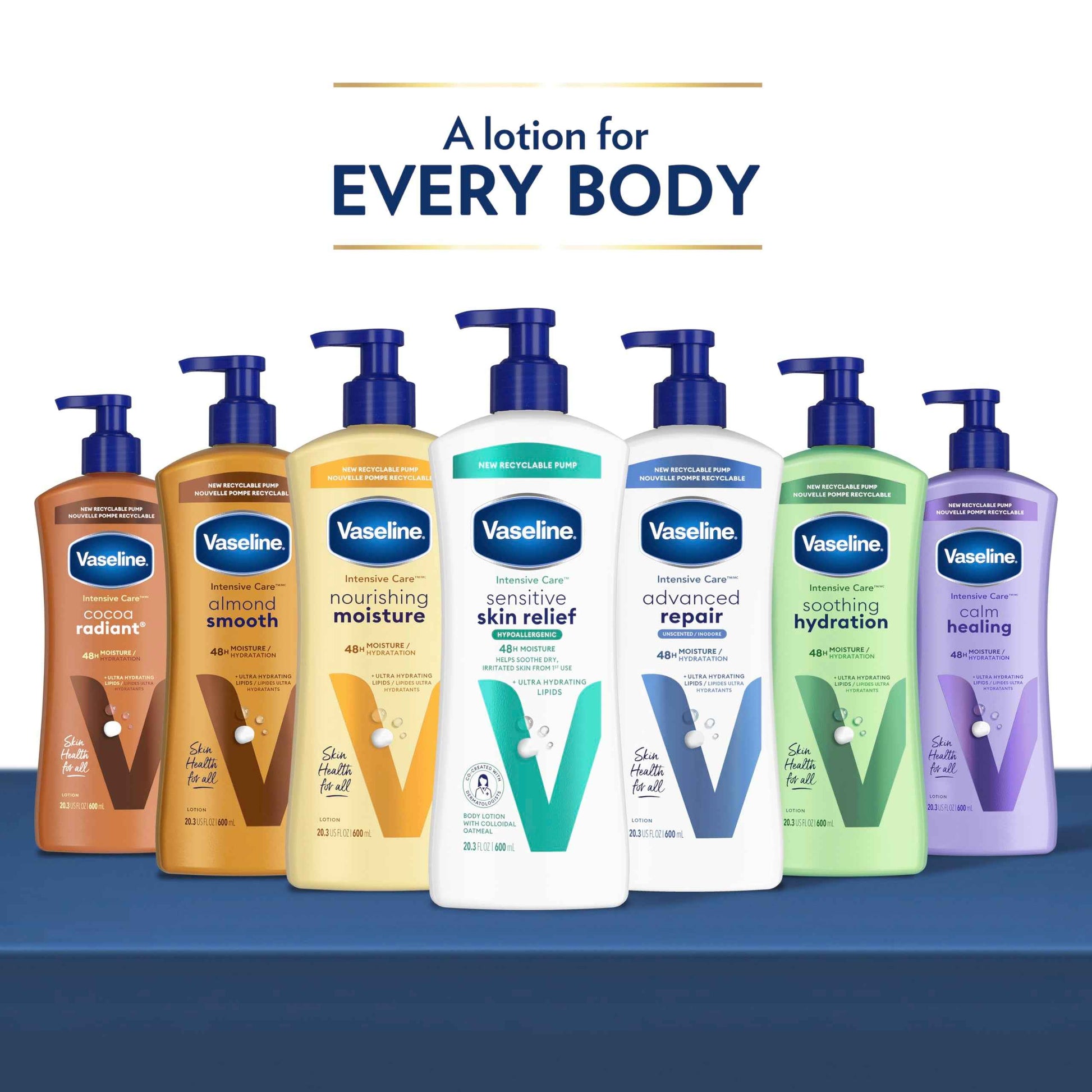 Vaseline Intensive Care Nourishing Moisture Body Lotion 3 Pk Made with Ultra-Hydrating Lipids + Pure Oat Extract for Dry Skin, for Nourished, Healthy-Looking Skin 20.3 oz
