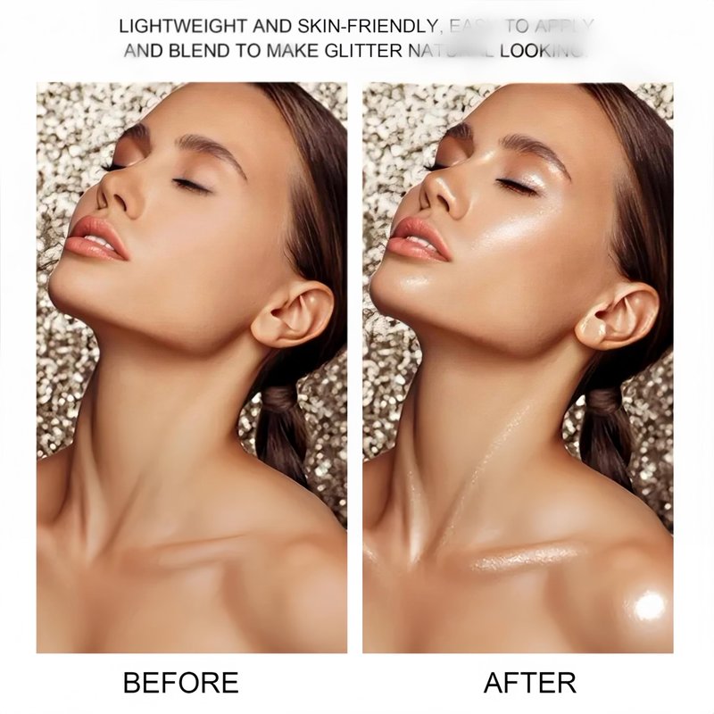 Melemando 5 Colors Shimmering Highlighter Powder Spray, Fine Sparkle Glitter Highlighter Makeup Powder High Gloss Spray for Face Body & Hair(04 Diamond Champagne)
