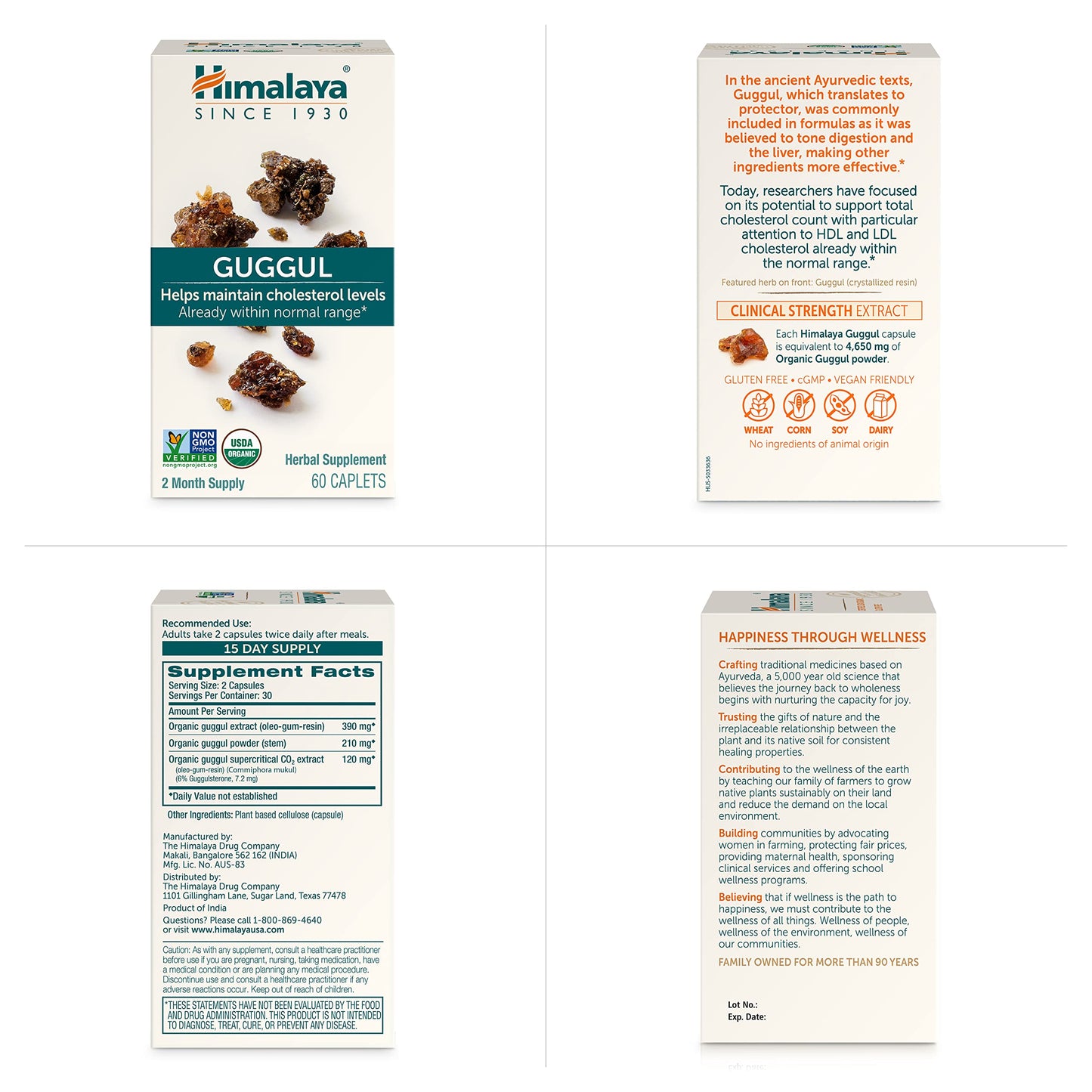 Himalaya Guggul Supplement, HDL & LDL Support,720 mg, 60 Capsules, 2 Pack