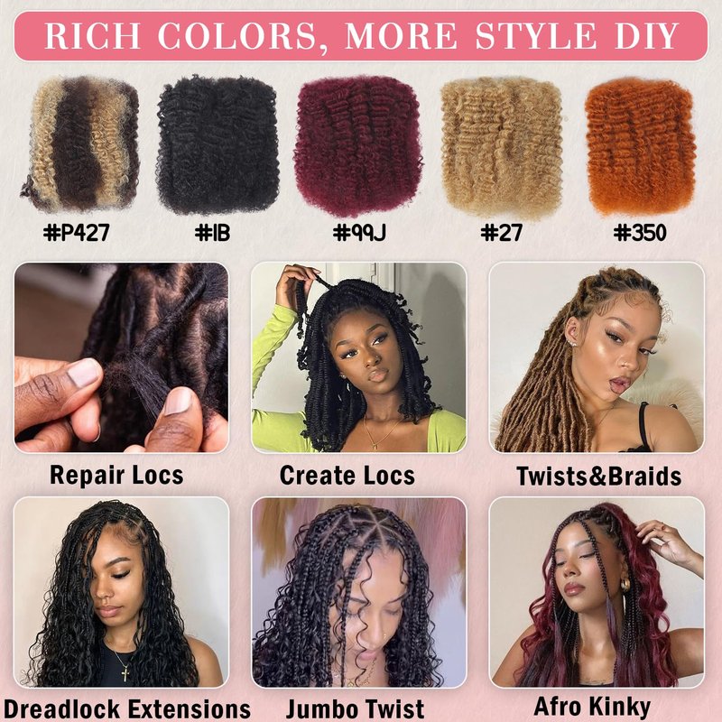 Afro Kinky Bulk Human Hair - 18 Inch 50g Pack | 100% Real Kinky Curly Hair for Braiding, Twists & Dreadlocks